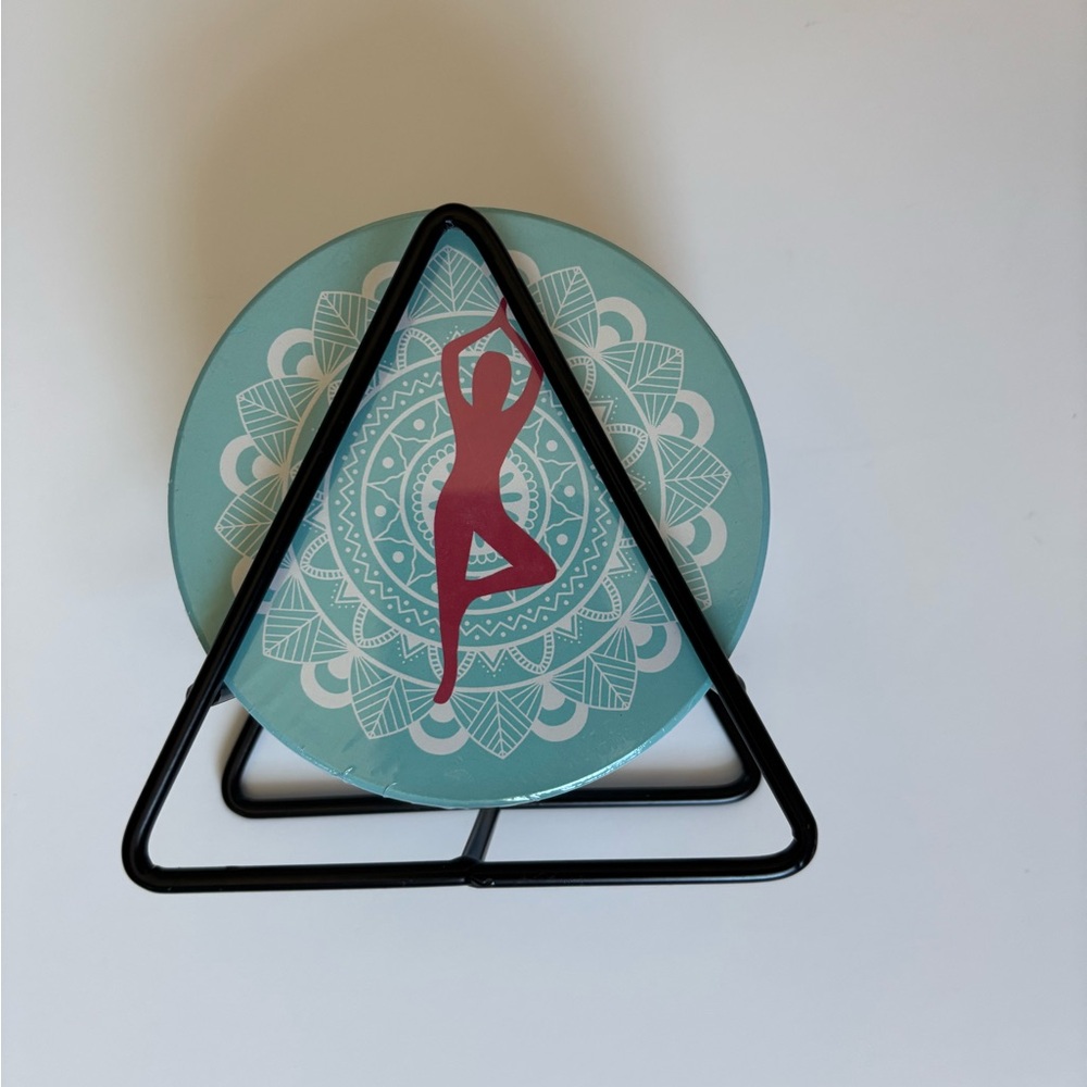 Mandala Yoga Coaster Set with Stand
